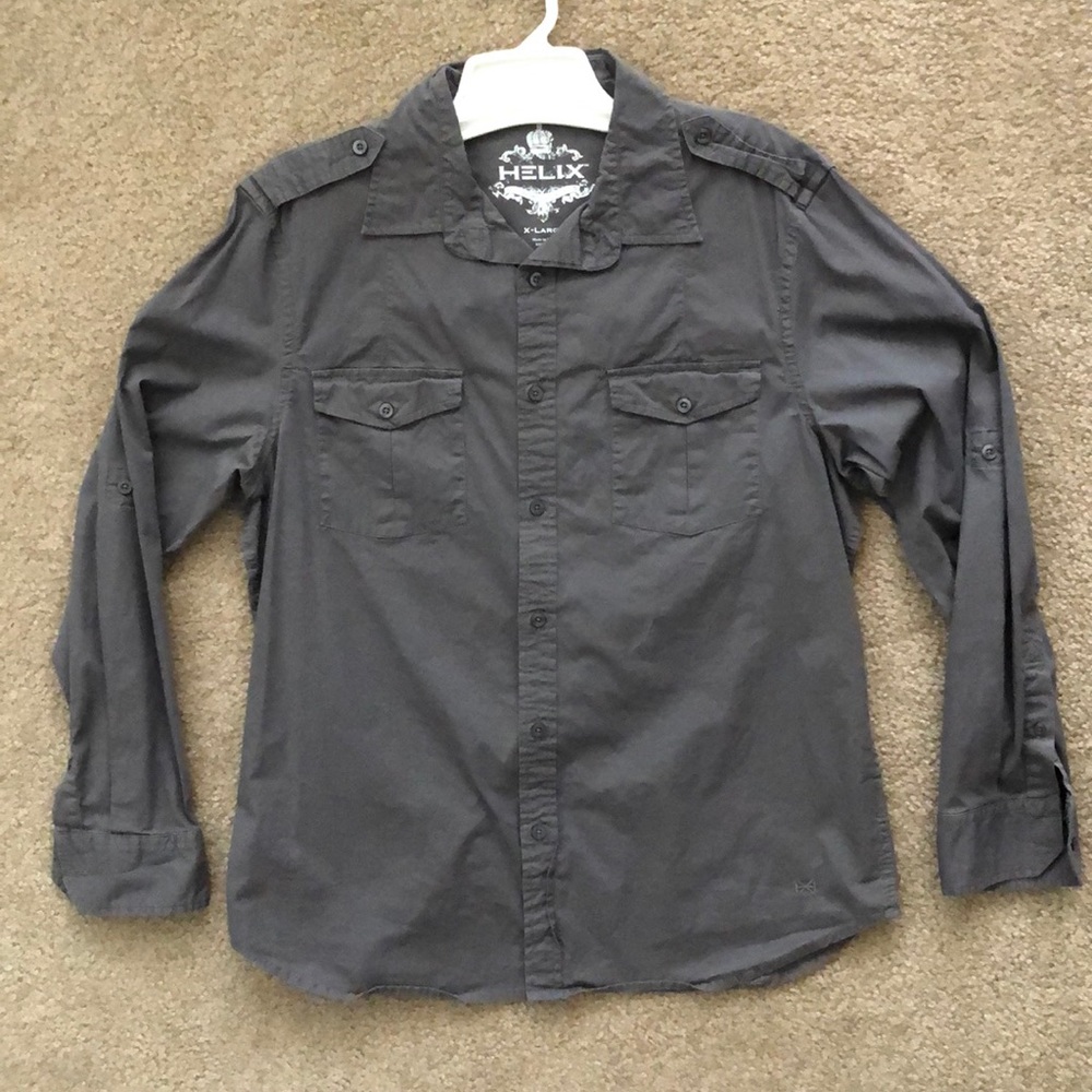 HELIX Gray Long Sleeved Button Down
